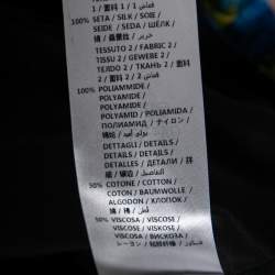 Pre Owned Gucci Blue Violet Printed Silk Organza Ruffle Trimmed Plisse Maxi Dress M