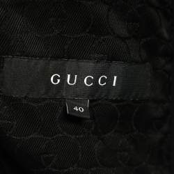 Pre Owned Gucci Black Wool Crepe fur Collar Detail Belted trench Coat S