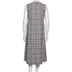 Pre Owned Gucci Beige/Blue Check Print Wool Sleeveless Jacket M