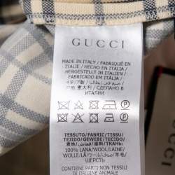 Pre Owned Gucci Beige/Blue Check Print Tweed Flared Trousers M