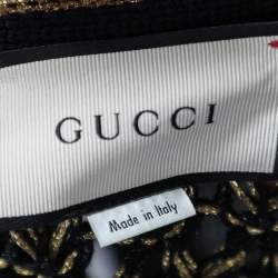 Pre Owned Gucci Black Lurex Knit Button Detail Cardigan S