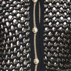 Pre Owned Gucci Black Lurex Knit Button Detail Cardigan S