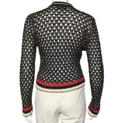 Pre Owned Gucci Black Lurex Knit Button Detail Cardigan S