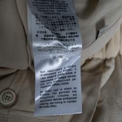 Pre Owned Gucci Light Beige Silk Web Stripe Trimmed Wide Leg Pants M