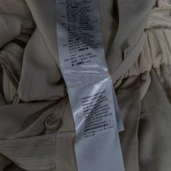 Pre Owned Gucci Light Beige Silk Web Stripe Trimmed Wide Leg Pants M
