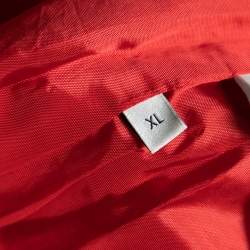 Pre Owned Gucci Red Mesh & Satin Magnetismo Stripe Trimmed Zip Front Hooded Jacket XL