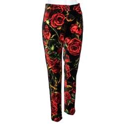 Pre Owned Gucci Multicolor Floral Print Velvet Trousers M