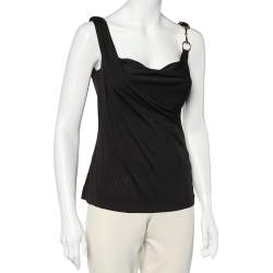 Pre Owned Gucci Brown Jersey Shoulder Trim Detail Tank Top M