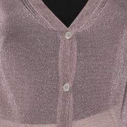 Pre Owned Gucci Dusky Purple Lurex Knit Button Front Cardigan XS