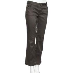 Pre Owned Gucci Grey Cotton Straight Pants M