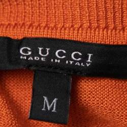 مملوكة مسبقًا Gucci Orange Printed Silk & Knit Paneled Tank Top M