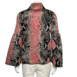 Pre Owned Gucci Pink Snakeskin Patterned Jacquard Button Front Double Breasted Jacket M
