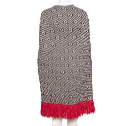 Pre Owned Gucci Multicolor Metallic Wool Logo Glitter Fringe Hem Cape M