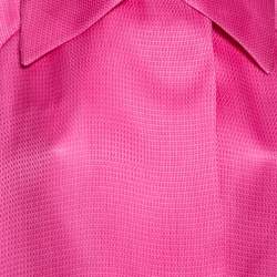 Pre Owned Gucci Pink Textured Silk Bishop Sleeve Coat M