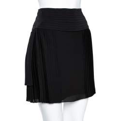 Pre Owned Gucci Black Silk Pleated Detail Mini Skirt M