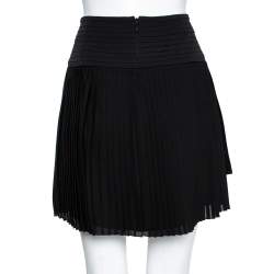 Pre Owned Gucci Black Silk Pleated Detail Mini Skirt M