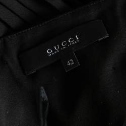 Pre Owned Gucci Black Silk Pleated Detail Mini Skirt M