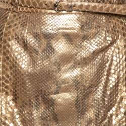 Pre Owned Gucci Gold Python Leather Belted Mini Skirt M
