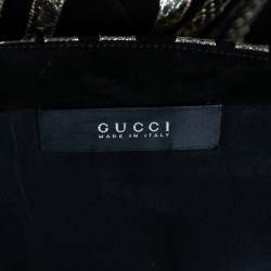 Pre Owned Gucci Black & Gold Python Leather Trimmed Suede Mini Skirt M