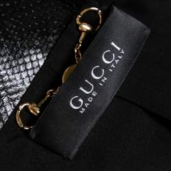 Pre Owned Gucci Gold & Black Python Leather Zip Front Jacket M