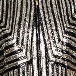 Pre Owned Gucci Gold & Black Python Leather Zip Front Jacket M