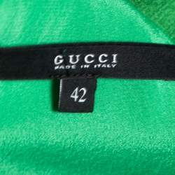 Gucci Green Silk Cutout Detail Shift Dress M