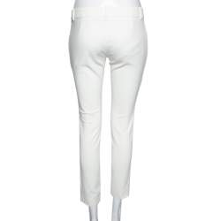 Pre Owned Gucci White Cotton Blend Tapered Leg Pants M