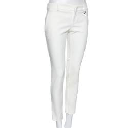 Pre Owned Gucci White Cotton Blend Tapered Leg Pants M