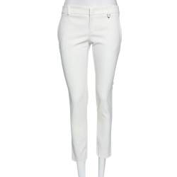 Pre Owned Gucci White Cotton Blend Tapered Leg Pants M