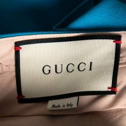 Pre Owned Gucci Blue Wool Flared Leg Trousers M