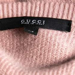 Pre Owned Gucci Pink Real Fur& Cashmere Knit Paneled Sweater M