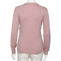 Pre Owned Gucci Pink Real Fur& Cashmere Knit Paneled Sweater M