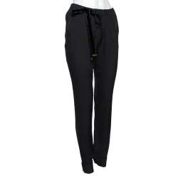 Pre Owned Gucci Black Silk Cuffed Trousers M