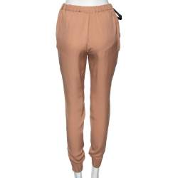 Pre Owned Gucci Beige Silk Cuffed Trousers M