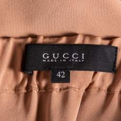 Pre Owned Gucci Beige Silk Cuffed Trousers M