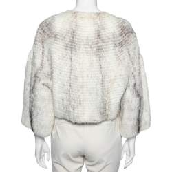 Pre Owned Gucci Off White Two Toned Mink Fur Cropped Bolero S