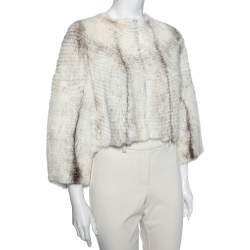 Pre Owned Gucci Off White Two Toned Mink Fur Cropped Bolero S