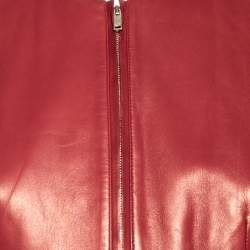 Gucci Brick Red Leather Zip Front Jacket M