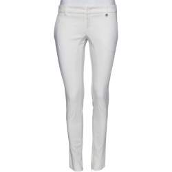 Pre Owned Gucci White Stretch Cotton Zip Detail Slim Fit Pants M