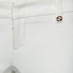 Pre Owned Gucci White Stretch Cotton Zip Detail Slim Fit Pants M