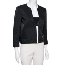 Pre Owned Gucci Black Cotton & Silk Button Front Jacket M