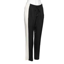 Pre Owned Gucci Monochrome Silk Elasticized Waist Pants M