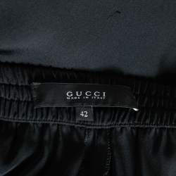 Pre Owned Gucci Monochrome Silk Elasticized Waist Pants M