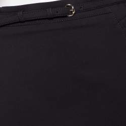 Pre Owned Gucci Black Cotton Buckle Belted Skirt M