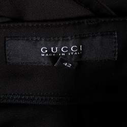 Pre Owned Gucci Black Cotton Buckle Belted Skirt M