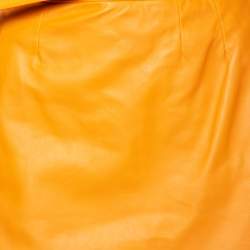 Pre Owned Gucci Orange Leather Belted Mini Skirt M