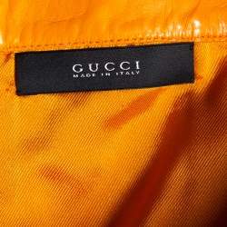 Pre Owned Gucci Orange Leather Belted Mini Skirt M