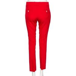 Pre Owned Gucci Red Wool Ladybug Patch Detail Tapered Leg Pants M