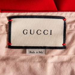 Pre Owned Gucci Red Wool Ladybug Patch Detail Tapered Leg Pants M