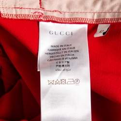 Pre Owned Gucci Red Wool Ladybug Patch Detail Tapered Leg Pants M
